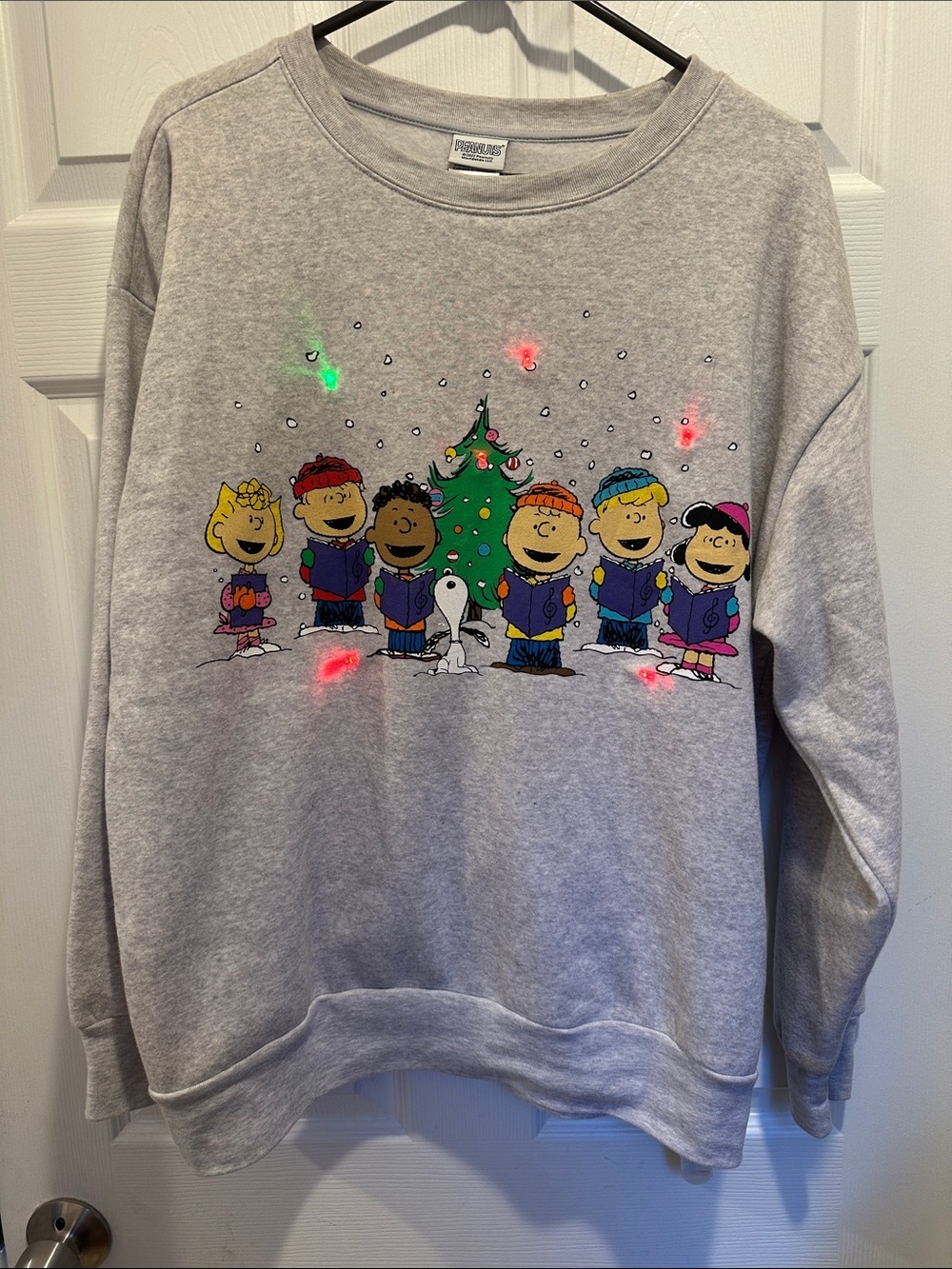 Peanuts Light-Up Gray Holiday Crewneck Sweatshirt - Picture 4 of 7